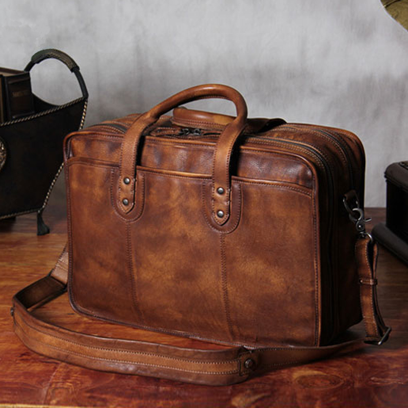 Luxury Bags That Fit Laptop - Роскошный винтажный мужской портфель из натуральной