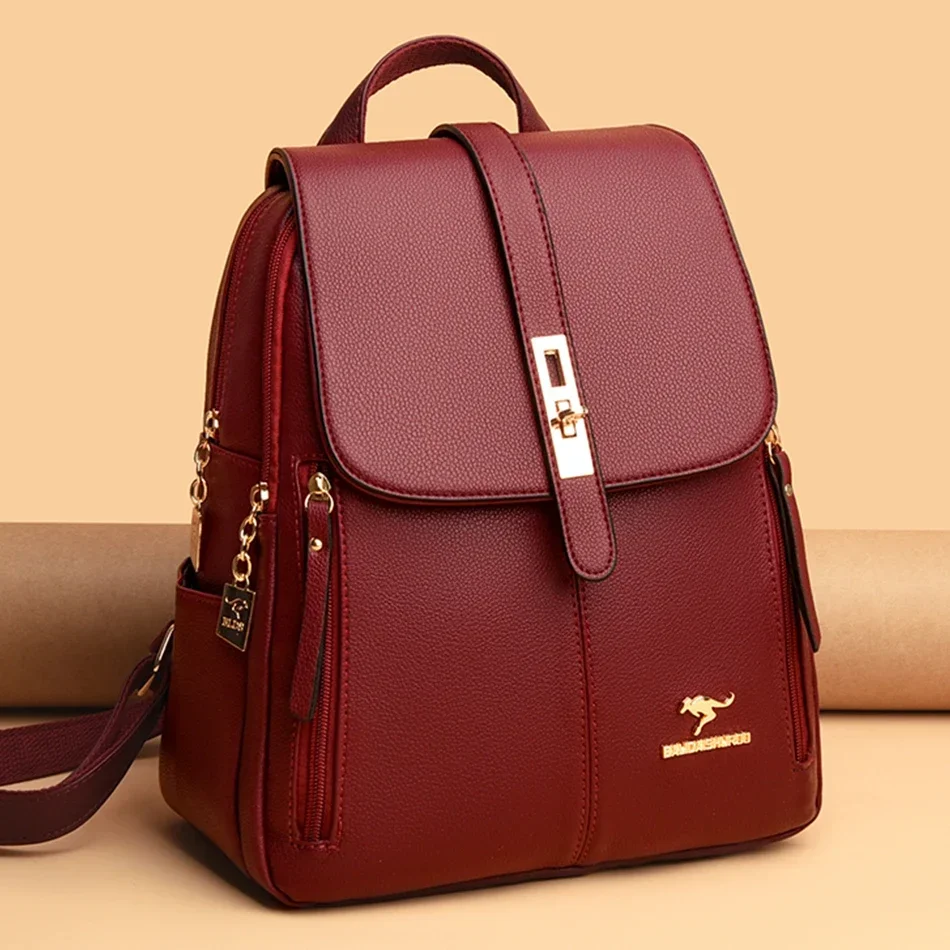 Luxury Bags For School - Женский кожаный рюкзак большой емкости, винтажная
