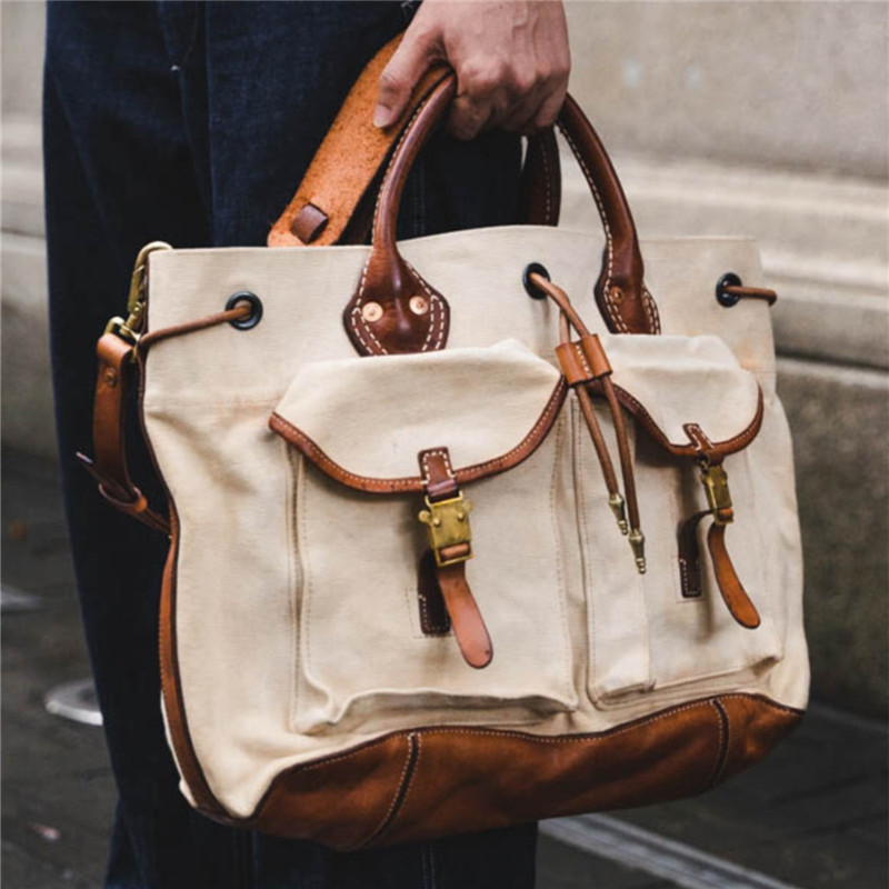 Luxury Bags Made In China - Винтажный дизайнерский холщовый мужской портфель ручной